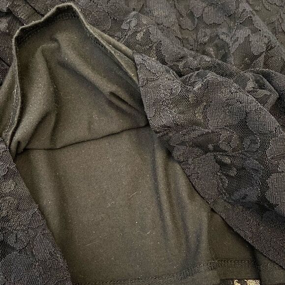 DILEMA Black Lace Overlay Scoop Neck Mini Dress S - Picture 7 of 8